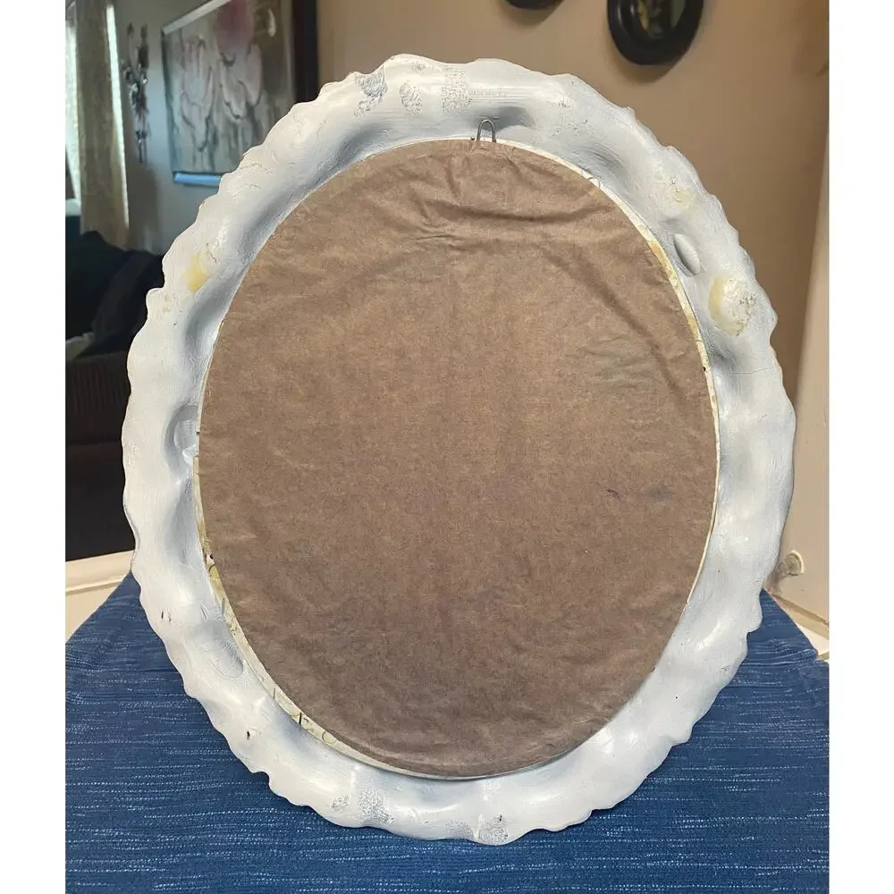 VTG Ornate Gold White Oval Wall Mirror Baroque Rococo Florentine Royal Academie
